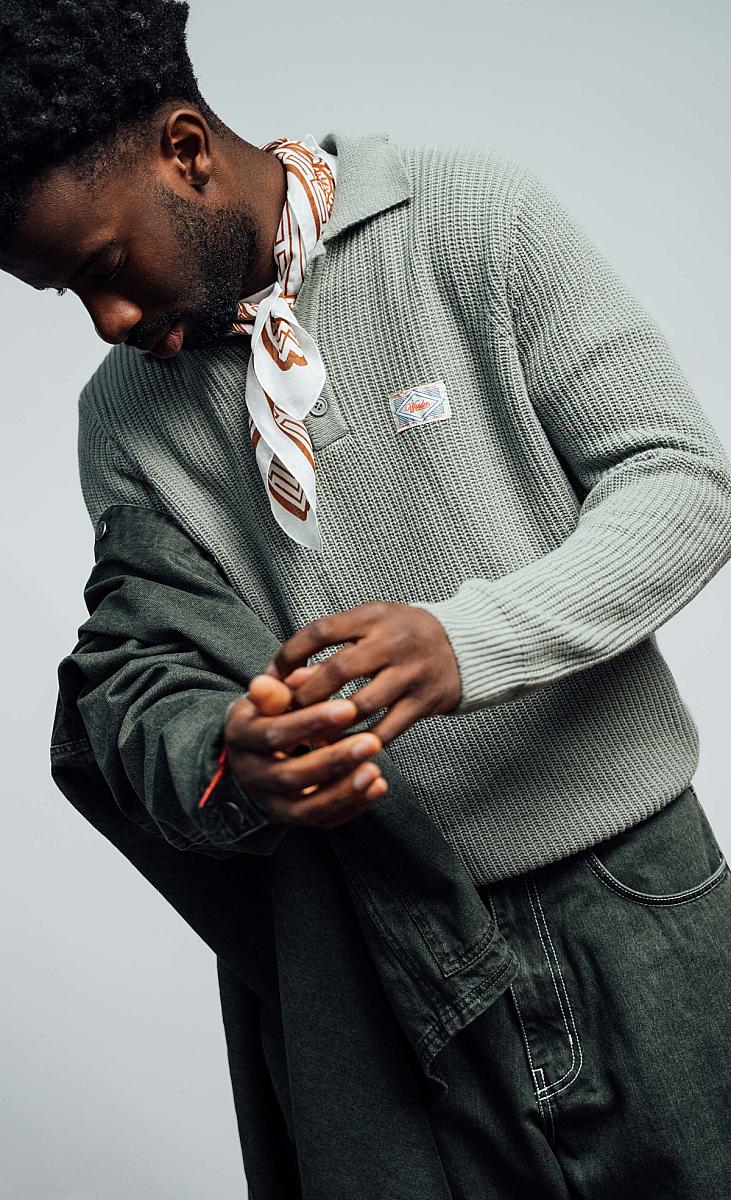 Veste homme Wooden Store Loco en coton vert, vue de détail