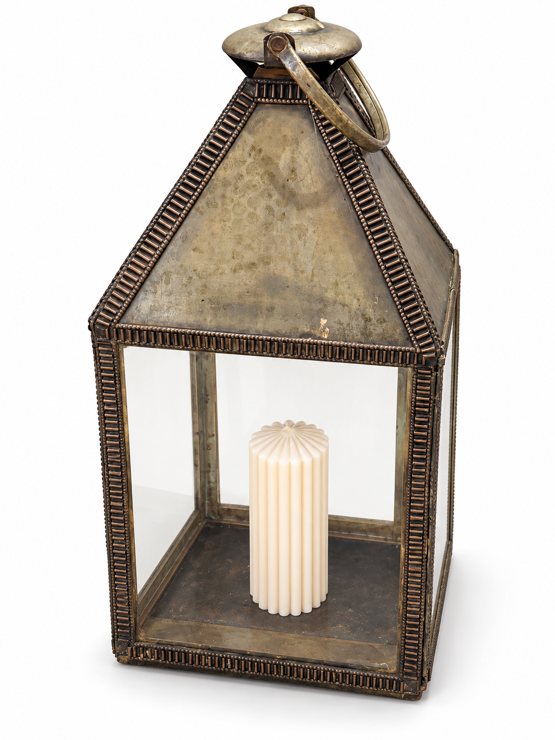Photophore grand format en laiton et verre Margoul Bazar, vue principale