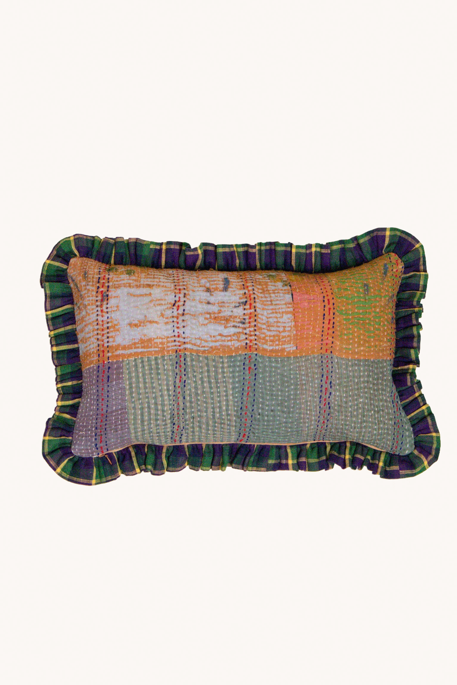 L'ÎLE BLEUE - Housse de Coussin Kantha Orange