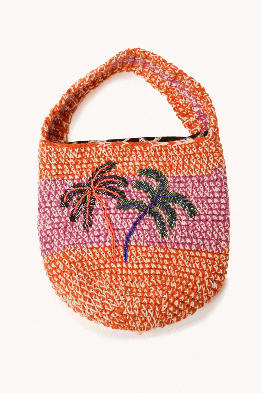 MAISON BADIGO - SAC À PALMIERS ET PERLES ORANGE ET ROSE