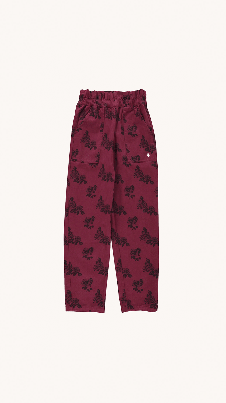 Pantalon Bordeaux À Fleurs Noires