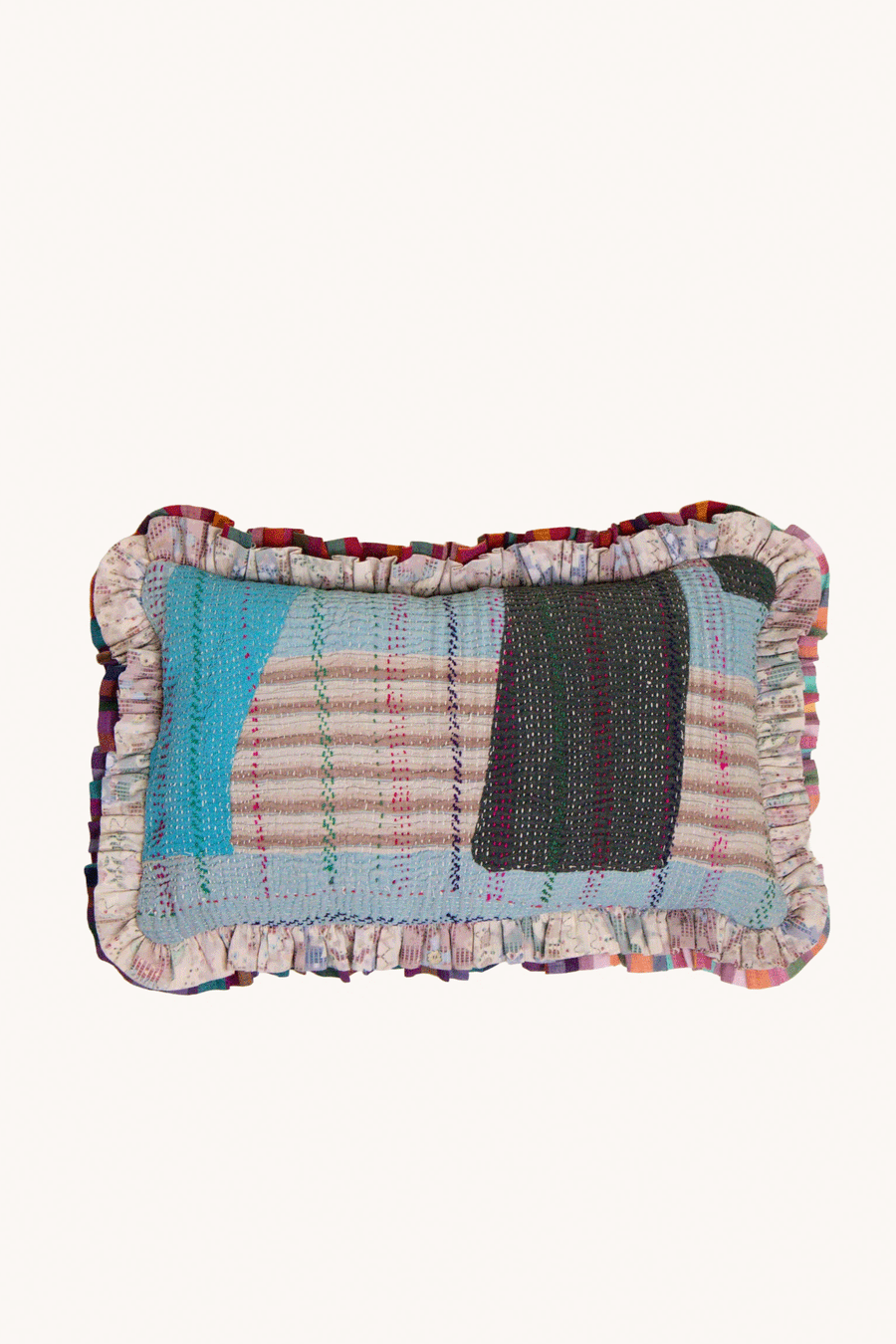 L'ÎLE BLEUE - Housse de Coussin Kantha Ocean