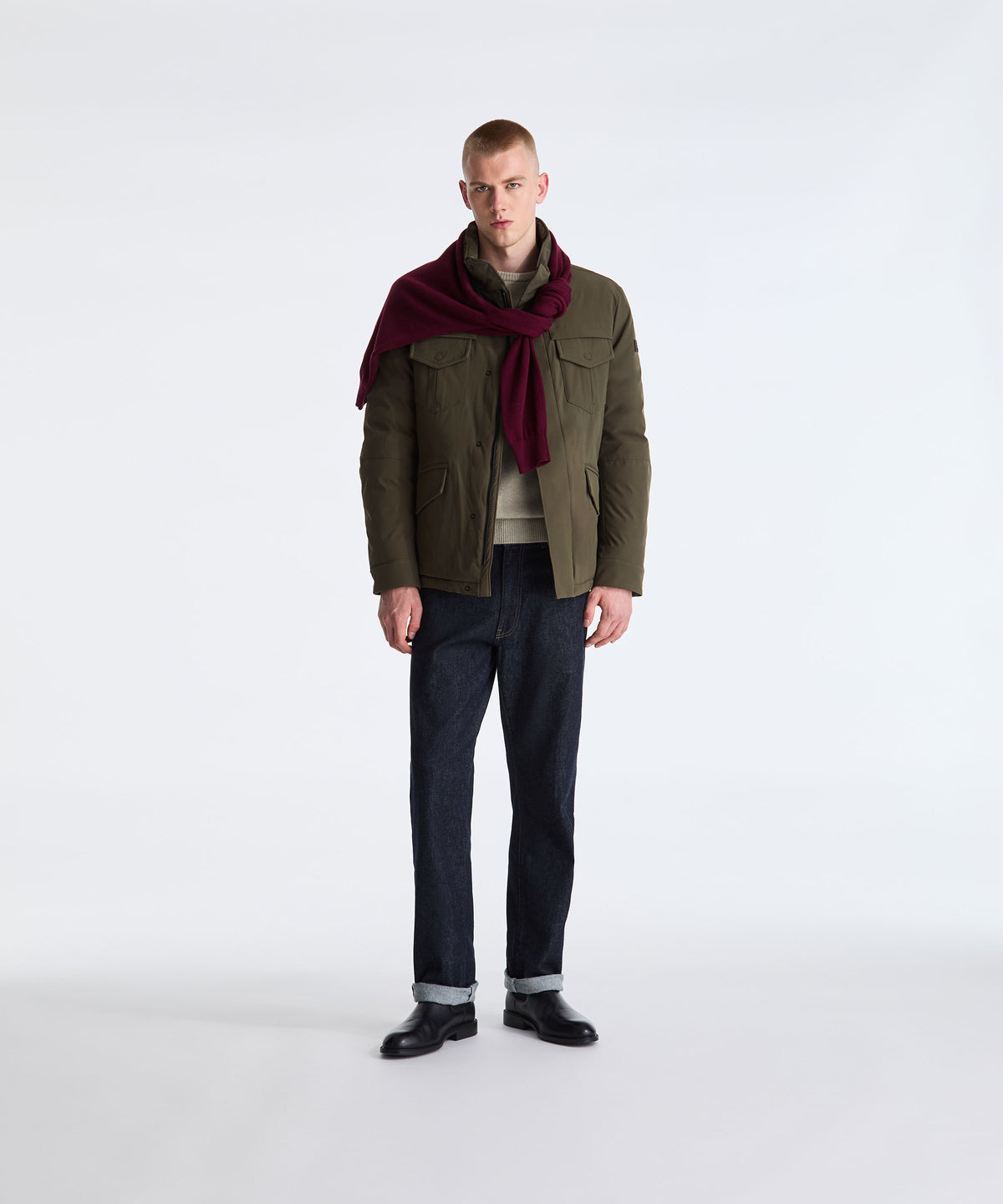 Visuel de la field jacket Peuterey Stripes vert lierre vue de face