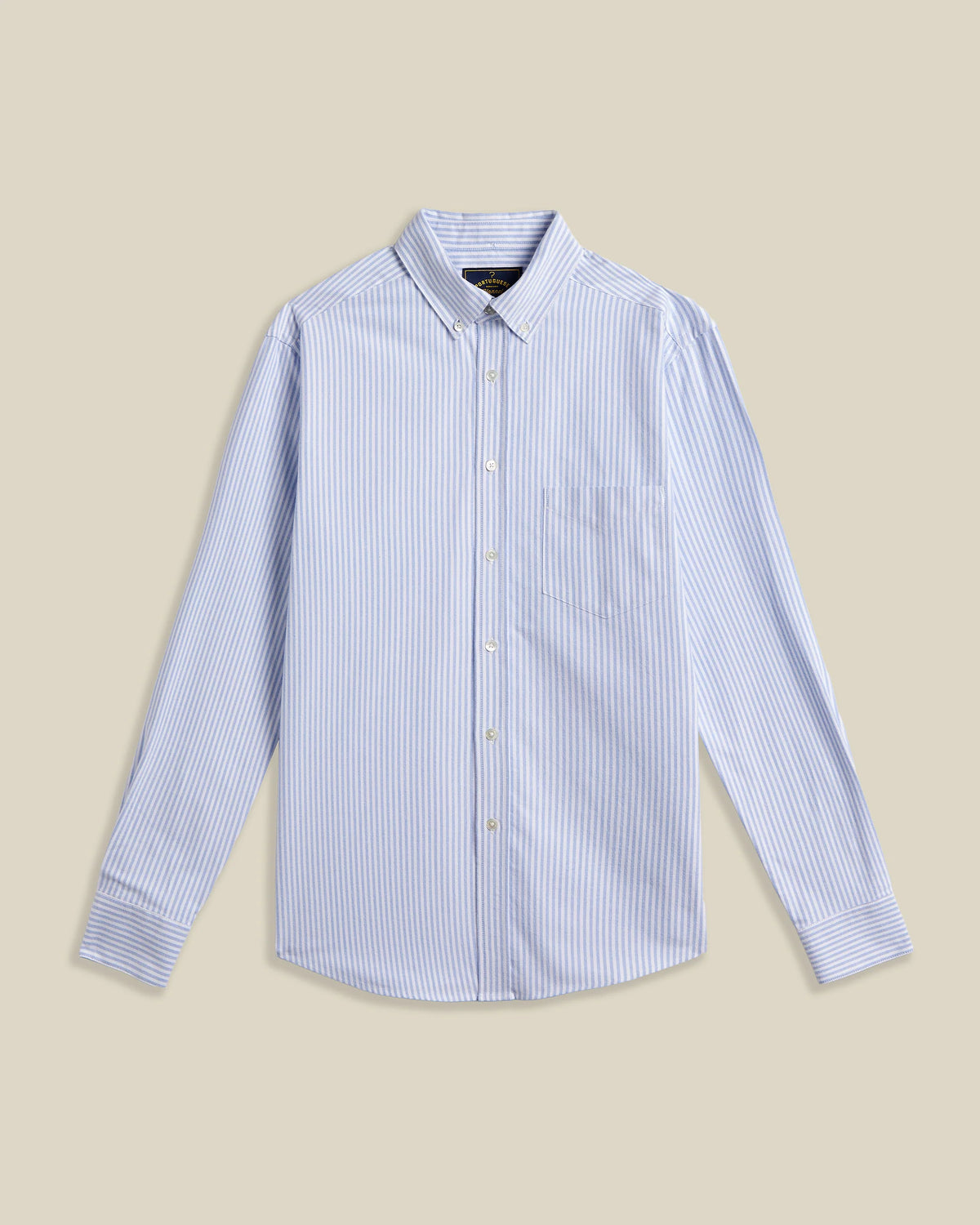 Chemise Oxford rayée Portuguese Flannel bleue vue de face