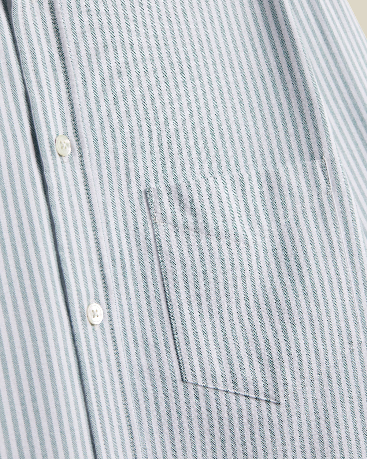 Poche poitrine et rayures de la chemise Oxford verte