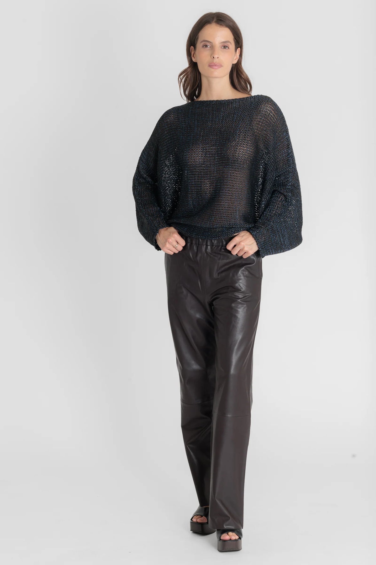 Pantalon femme en cuir Serge Pariente Eleonore brown, vue complémentaire
