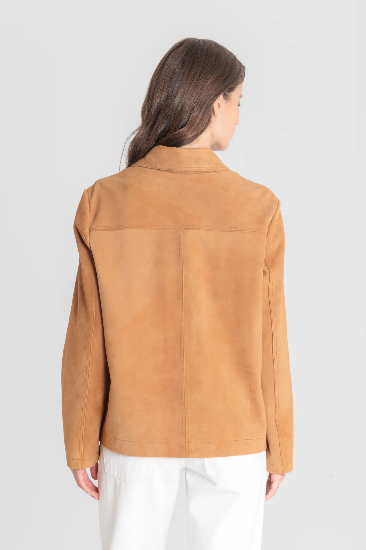 Blouson femme Serge Pariente Alexandra cuir cognac, vue de détail