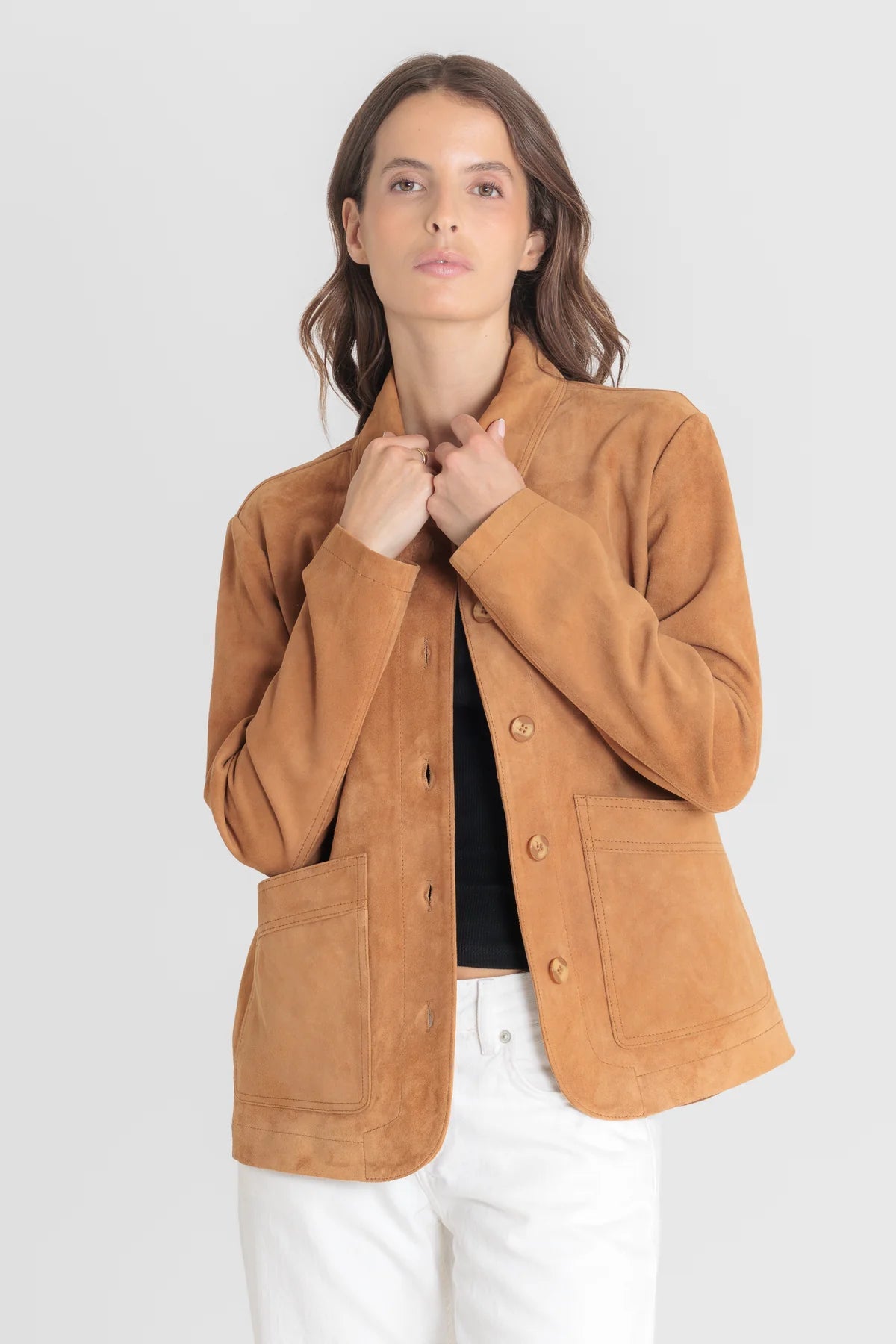 Blouson femme Serge Pariente Alexandra cuir cognac, autre angle