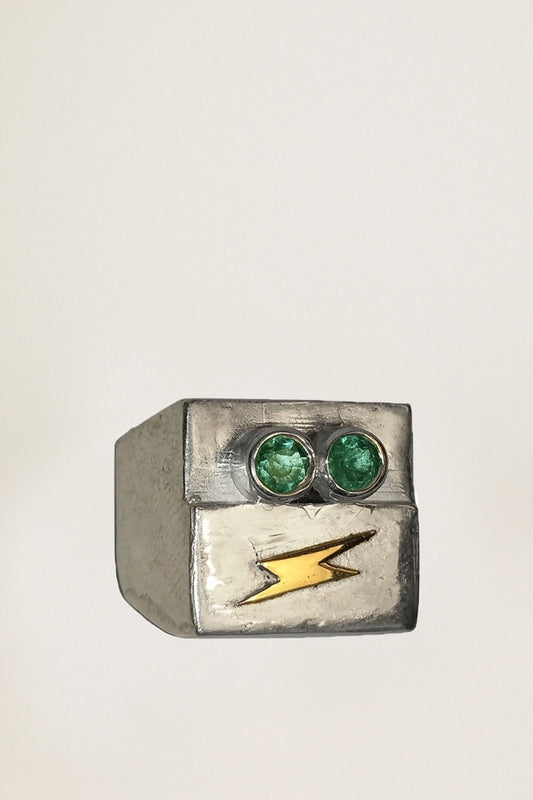 PIERRE RIOUFOL - Green Lightning Robot Ring 