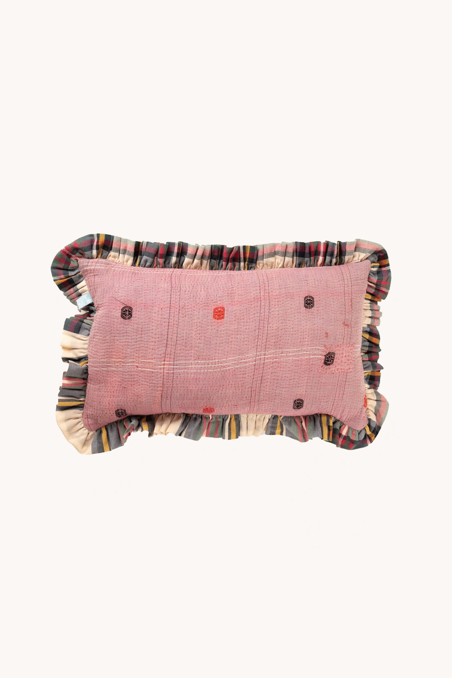 L'ÎLE BLEUE - COUSSIN EN KANTHA MULTICOLOR