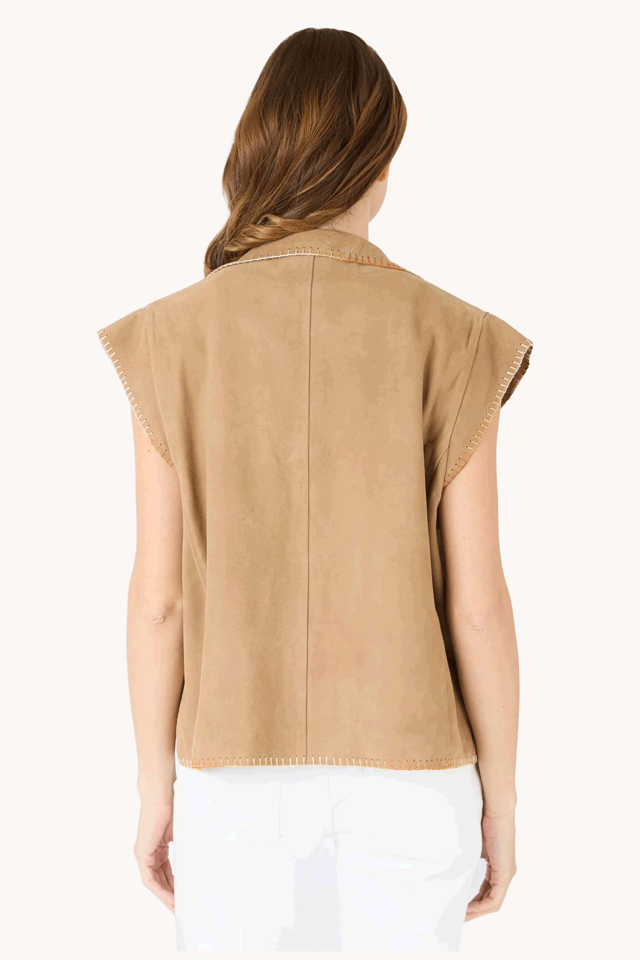 SERGE PARIENTE - GILET SARAH EN CHEVRE VELOUR BEIGE