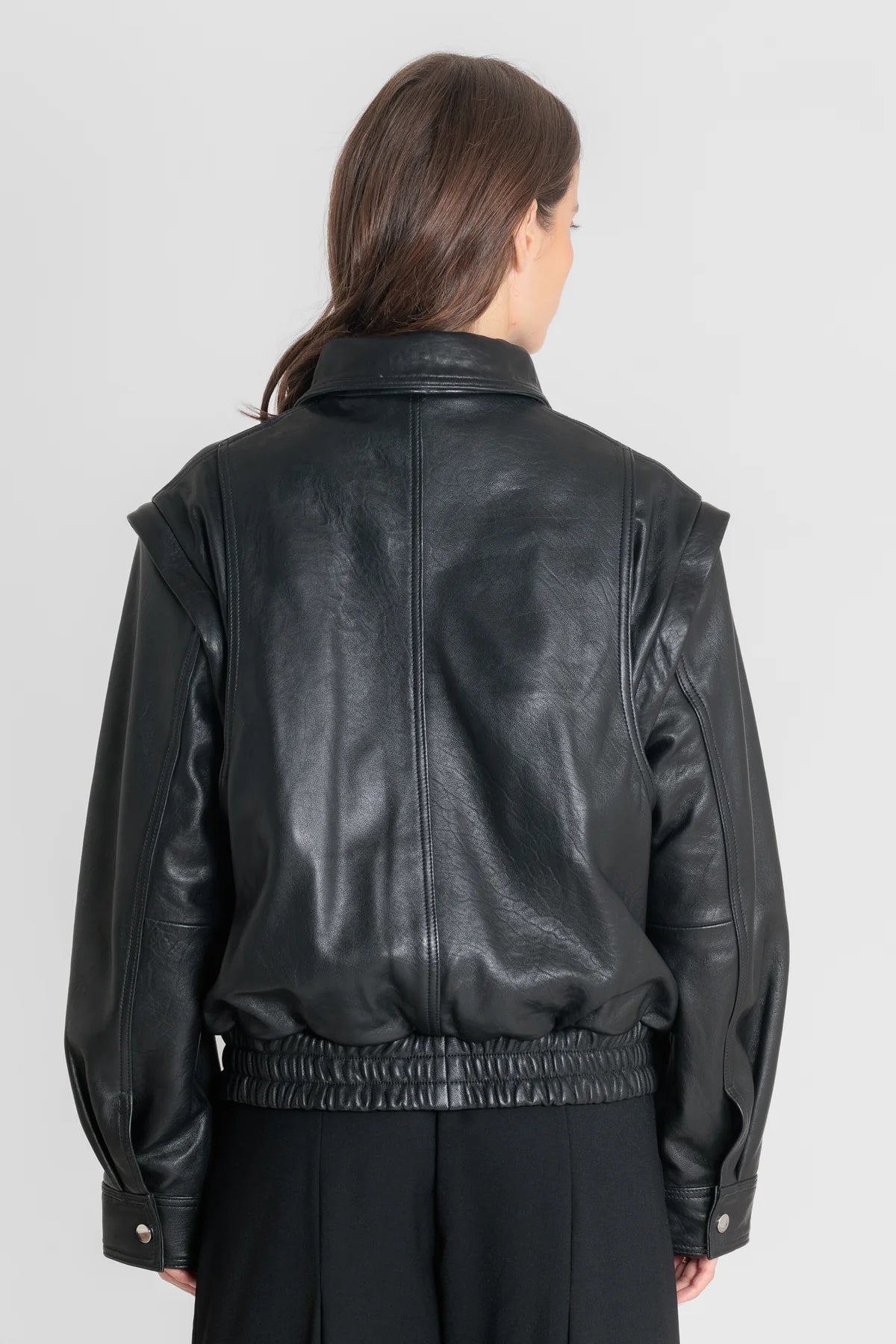 Vue complémentaire veste cuir femme FLOW Black des dos