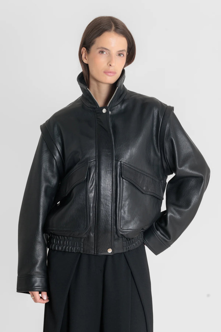 SERGE PARIENTE - VESTE  FLOW BLACK CUIR MOUTON