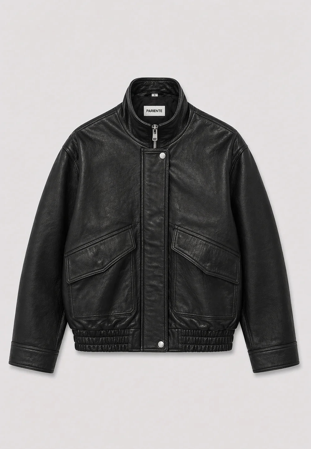 Détail du blouson cuir noir FLOW Serge Pariente