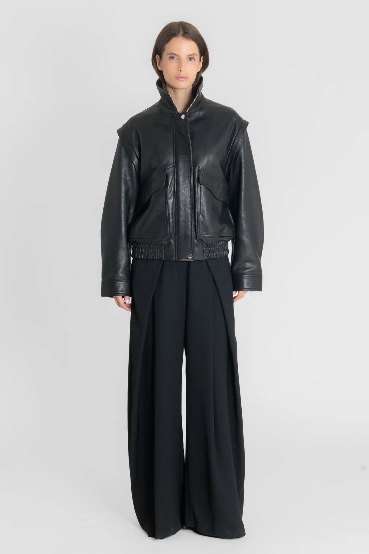 Vue complémentaire veste cuir femme FLOW Black