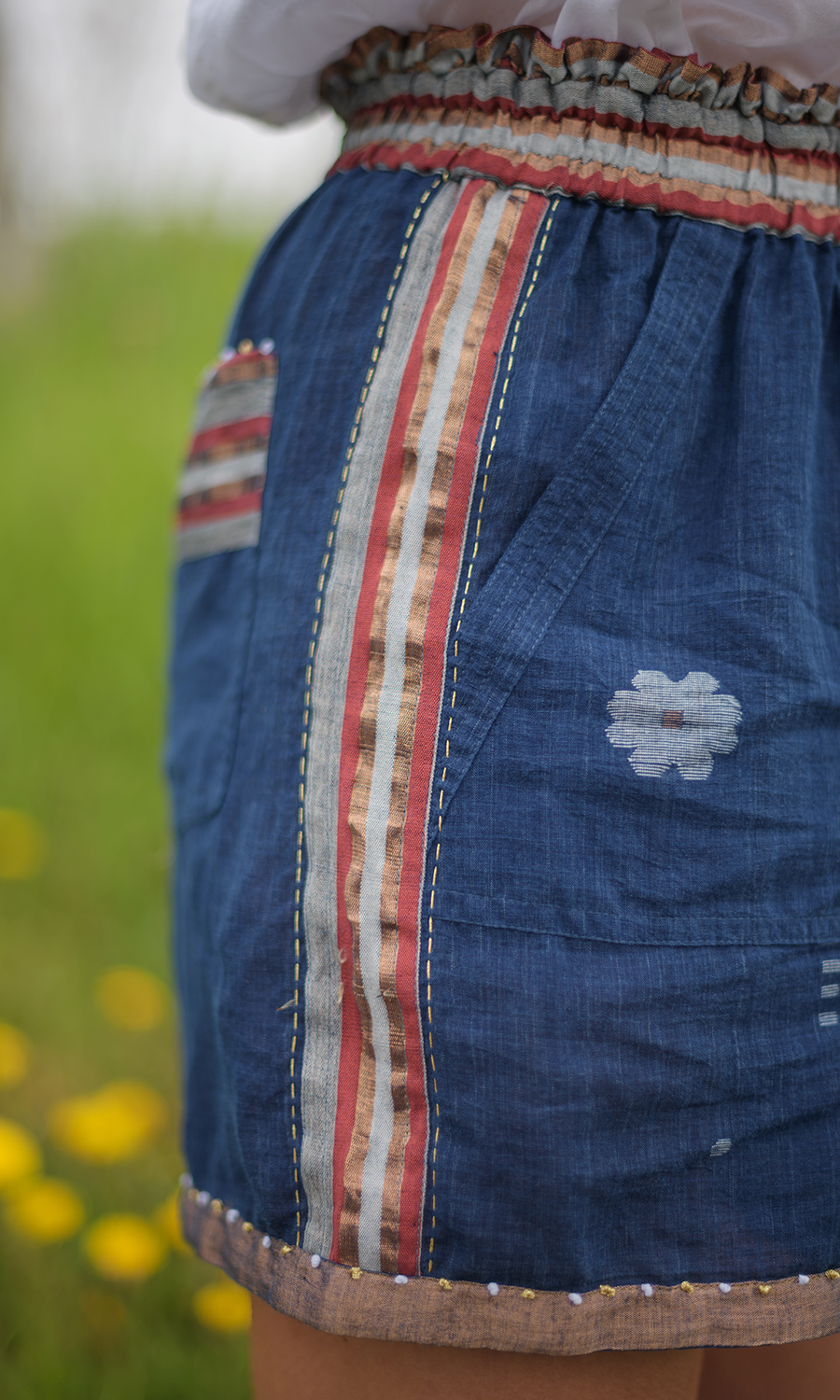 L'Ile Bleue - Short Coton Jamdani Bleu