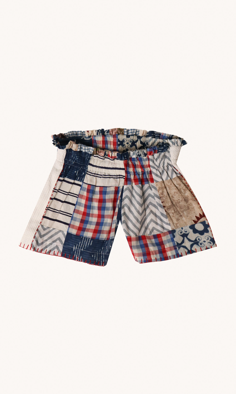 L'Ile Bleue - Short Boubou Pour Fille Patchwork Indigo