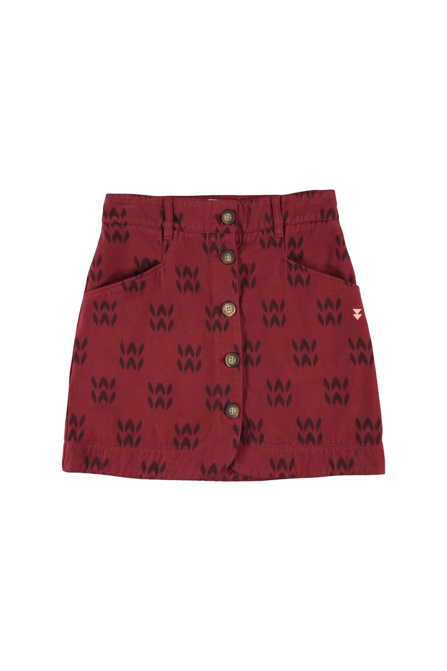 Jupe short rouge à imprimé ethnique