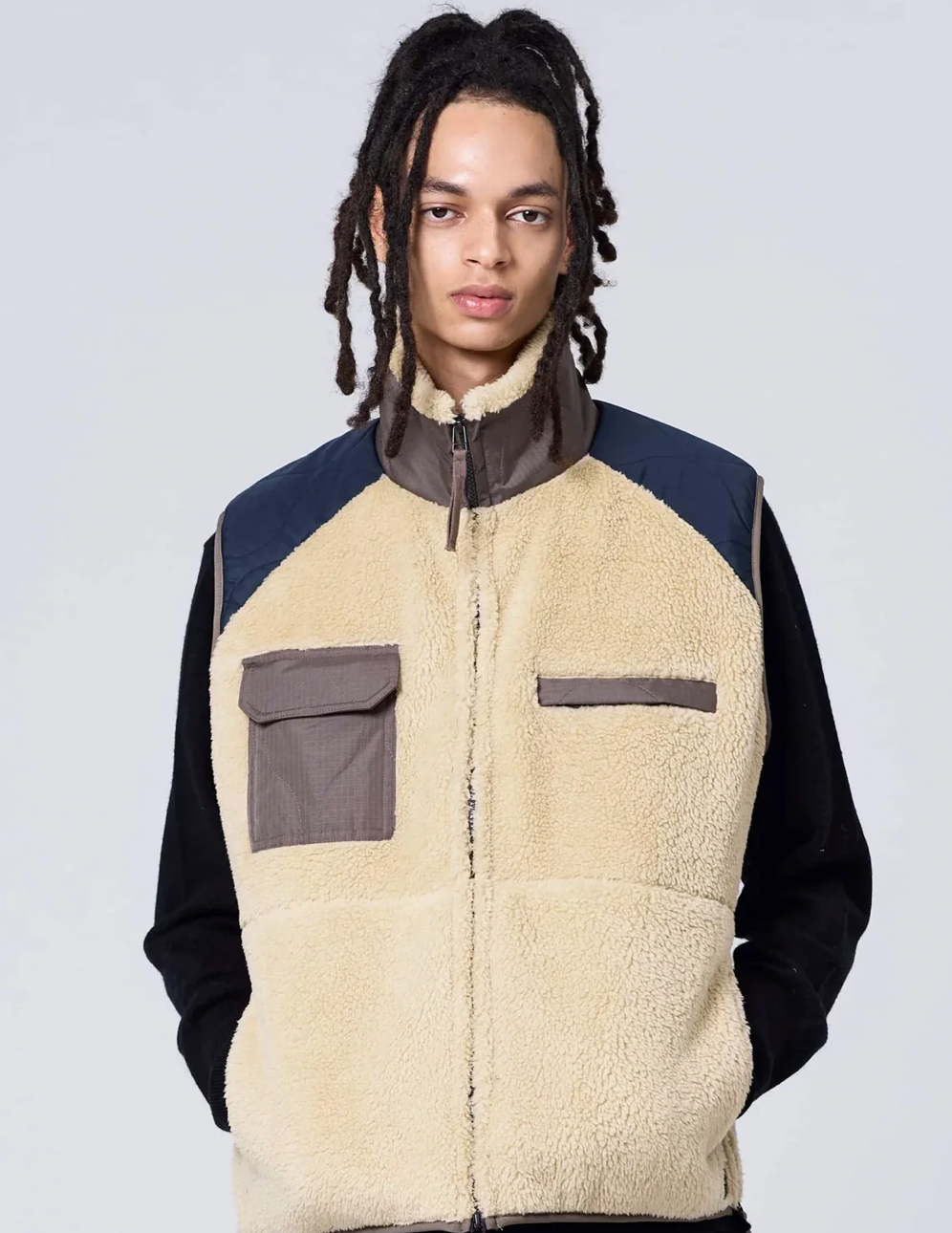 Gilet polaire sans manches TAION Cream Crazy de face