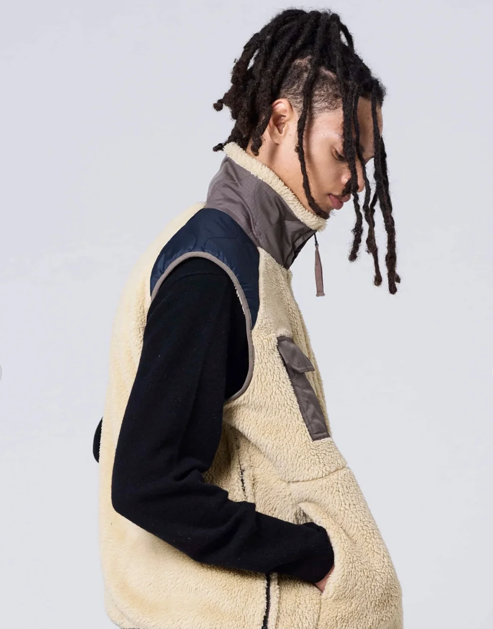 Gilet sans manches TAION Cream Crazy vue de profil