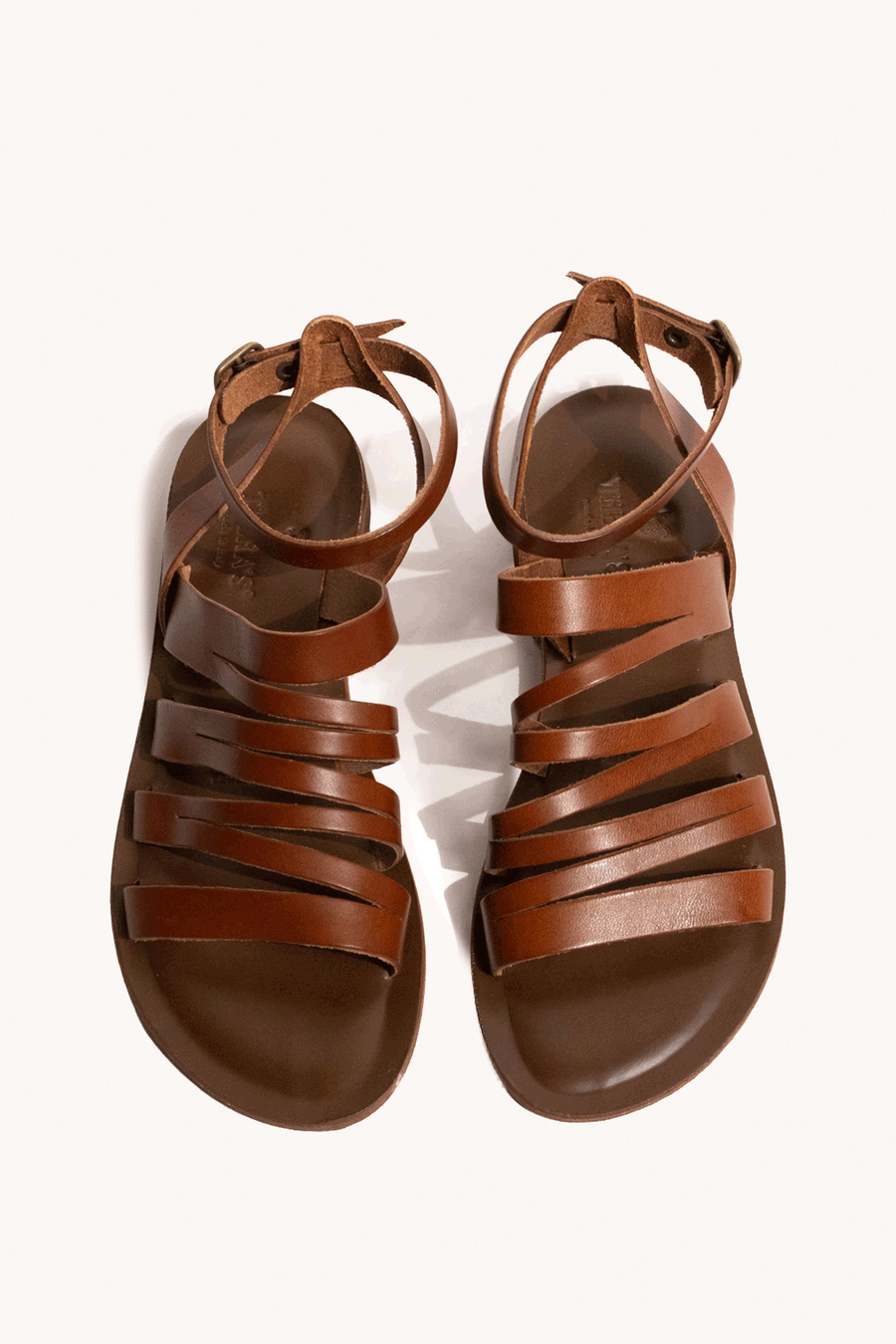 COGNAC COWHIDE LEATHER SANDALS