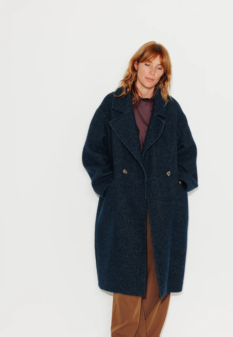 Manteau oversize femme TORMINALIS bleu vue de face