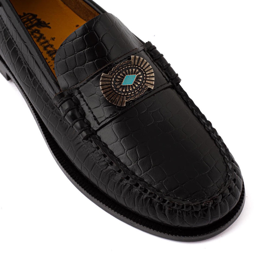 Mocassins femme Mexicana Hampton noirs effet croco, deuxième vue