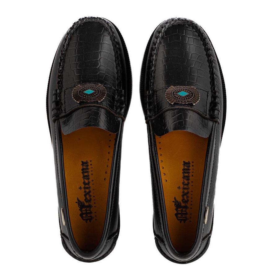 Mocassins femme Mexicana Hampton noirs effet croco, vue principale