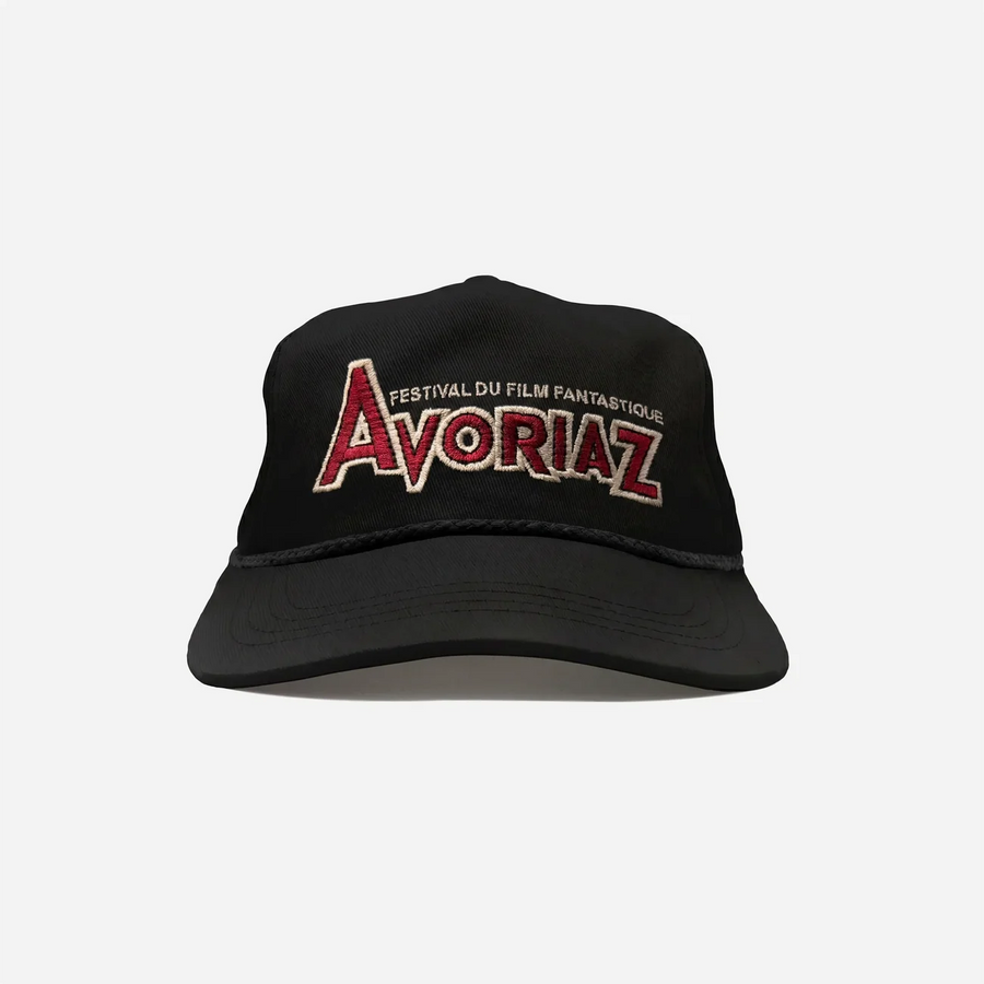Casquette Visit Avoriaz noire brodée en coton, vue de face