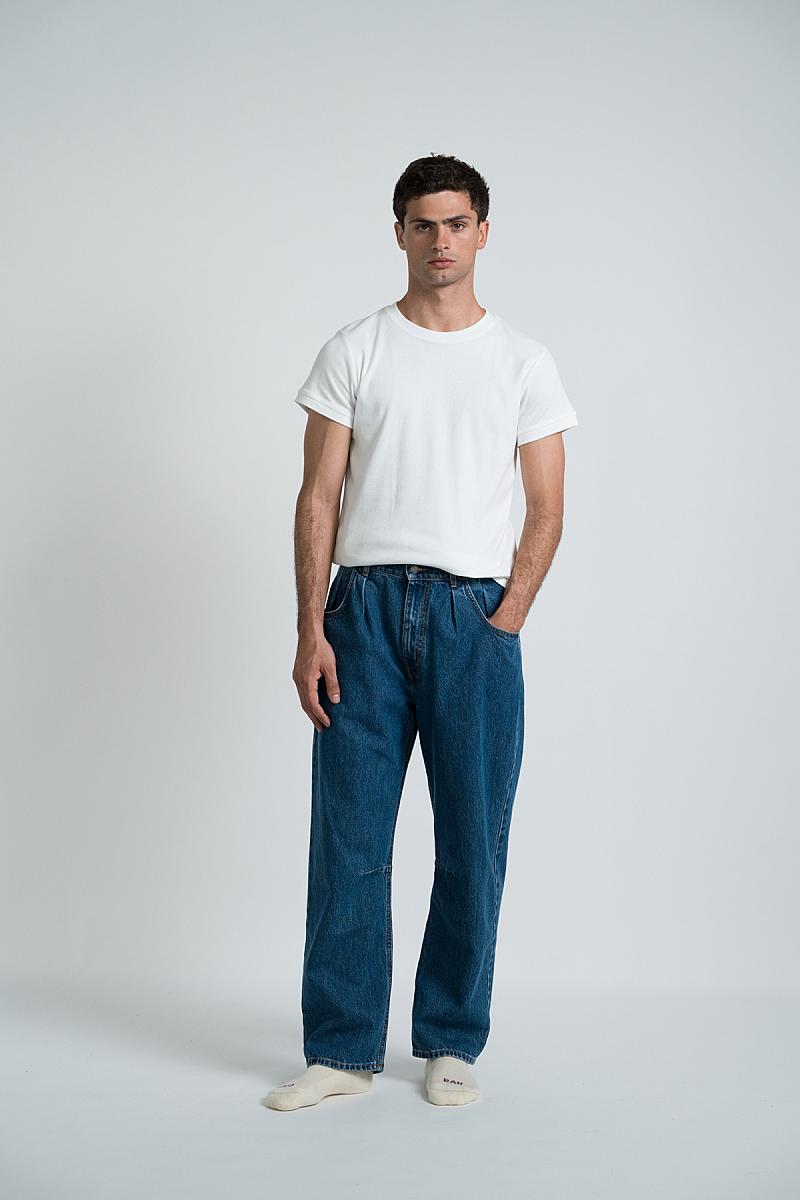 Jean homme Wooden Store Pit bleu coupe baggy, vue de détail