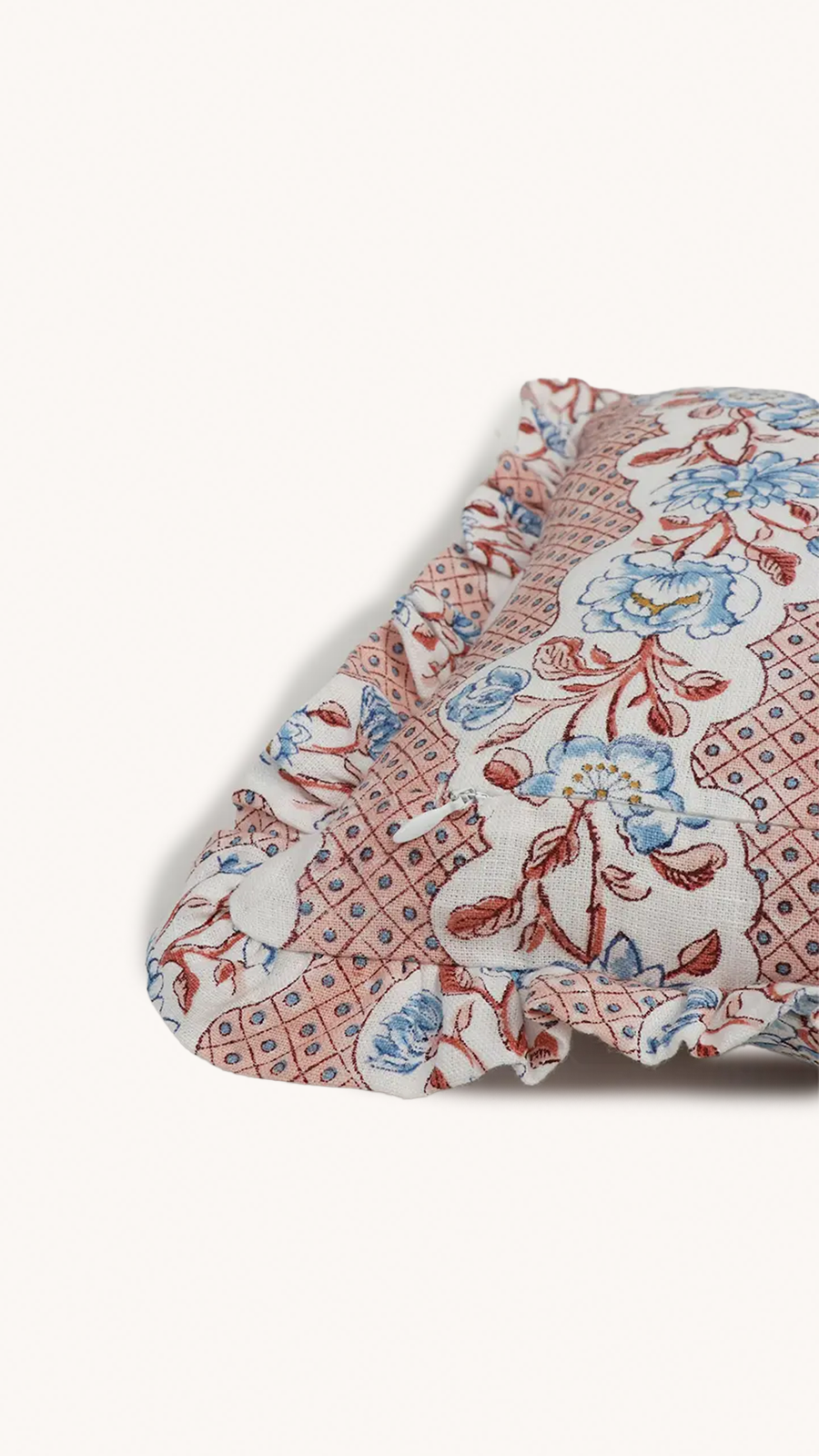 CRAFT BOAT - HOUSSE DE COUSSIN A VOLANT FLEURI ROSE