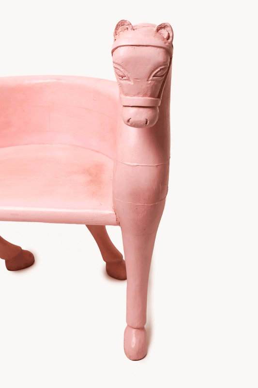 SMALL PINK WOODEN HORSE CHAIR